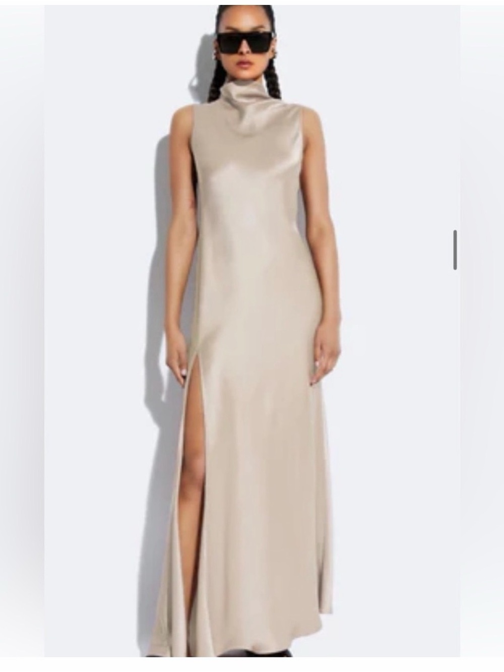 Lapointe Satin Drape Neck
Sleeveless Dress Cream Sleeveless
Maxi Dress